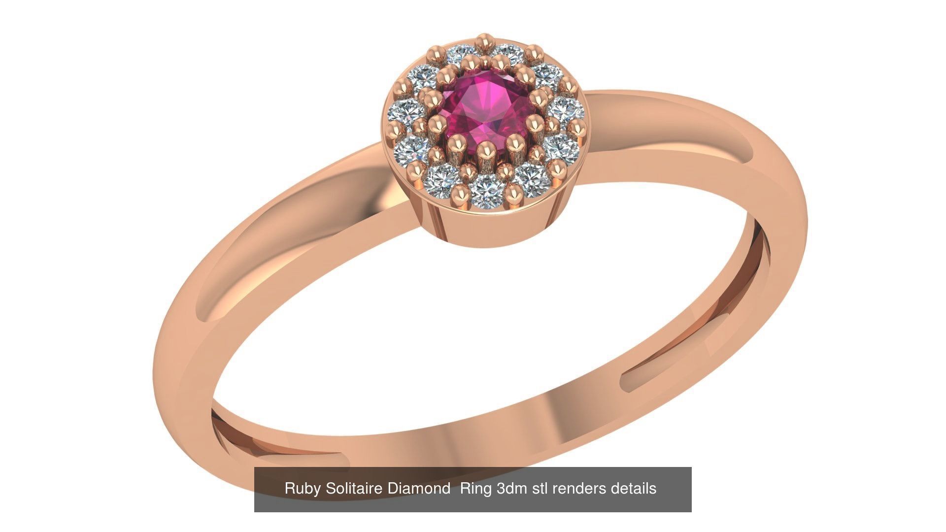 20 Ruby Gemstone Ring 3dm stl render details 3D Model Collection_6