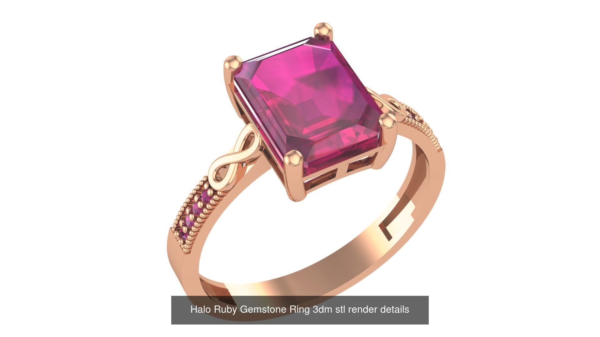 20 Ruby Gemstone Ring 3dm stl render details 3D Model Collection_11