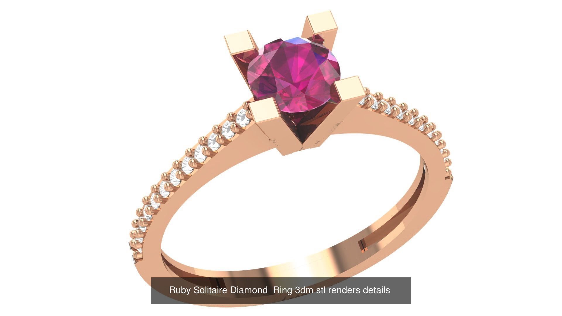 20 Ruby Gemstone Ring 3dm stl render details 3D Model Collection_4