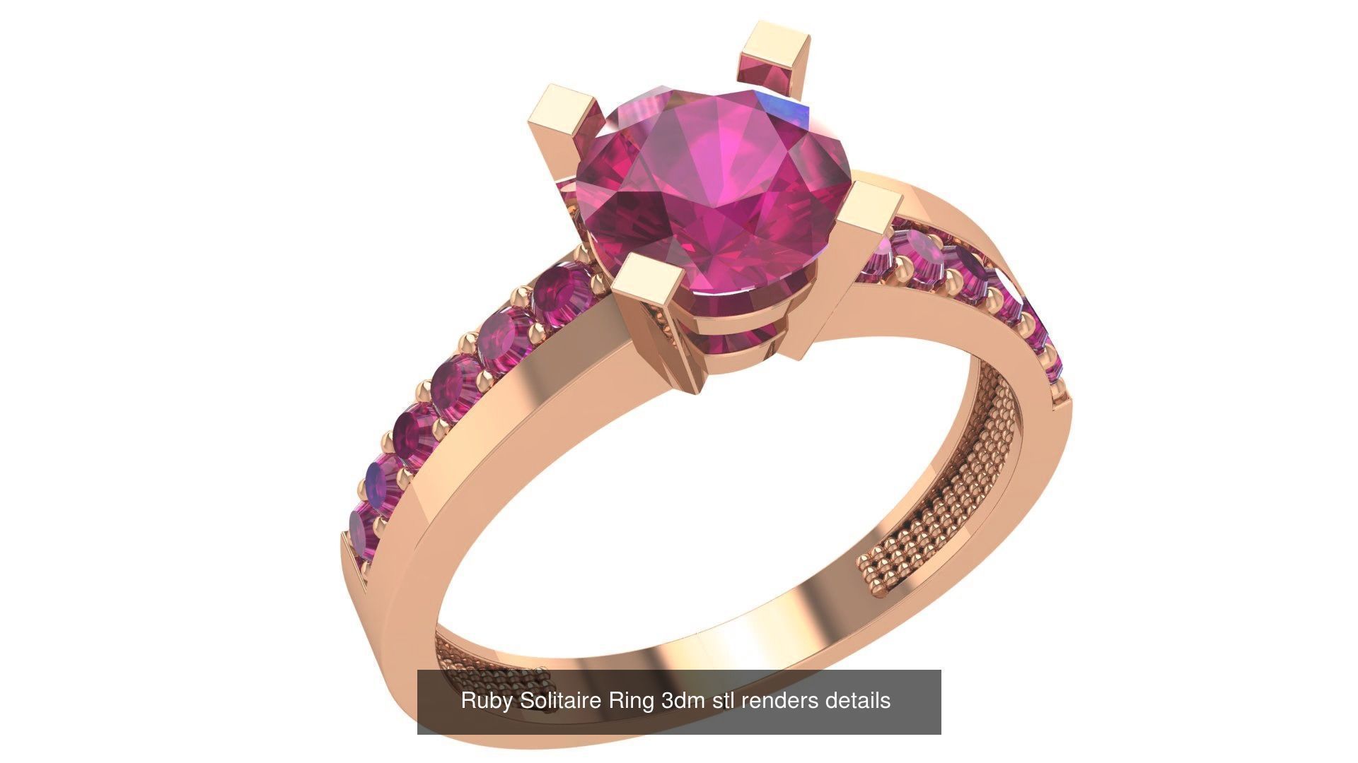 20 Ruby Gemstone Ring 3dm stl render details 3D Model Collection_1