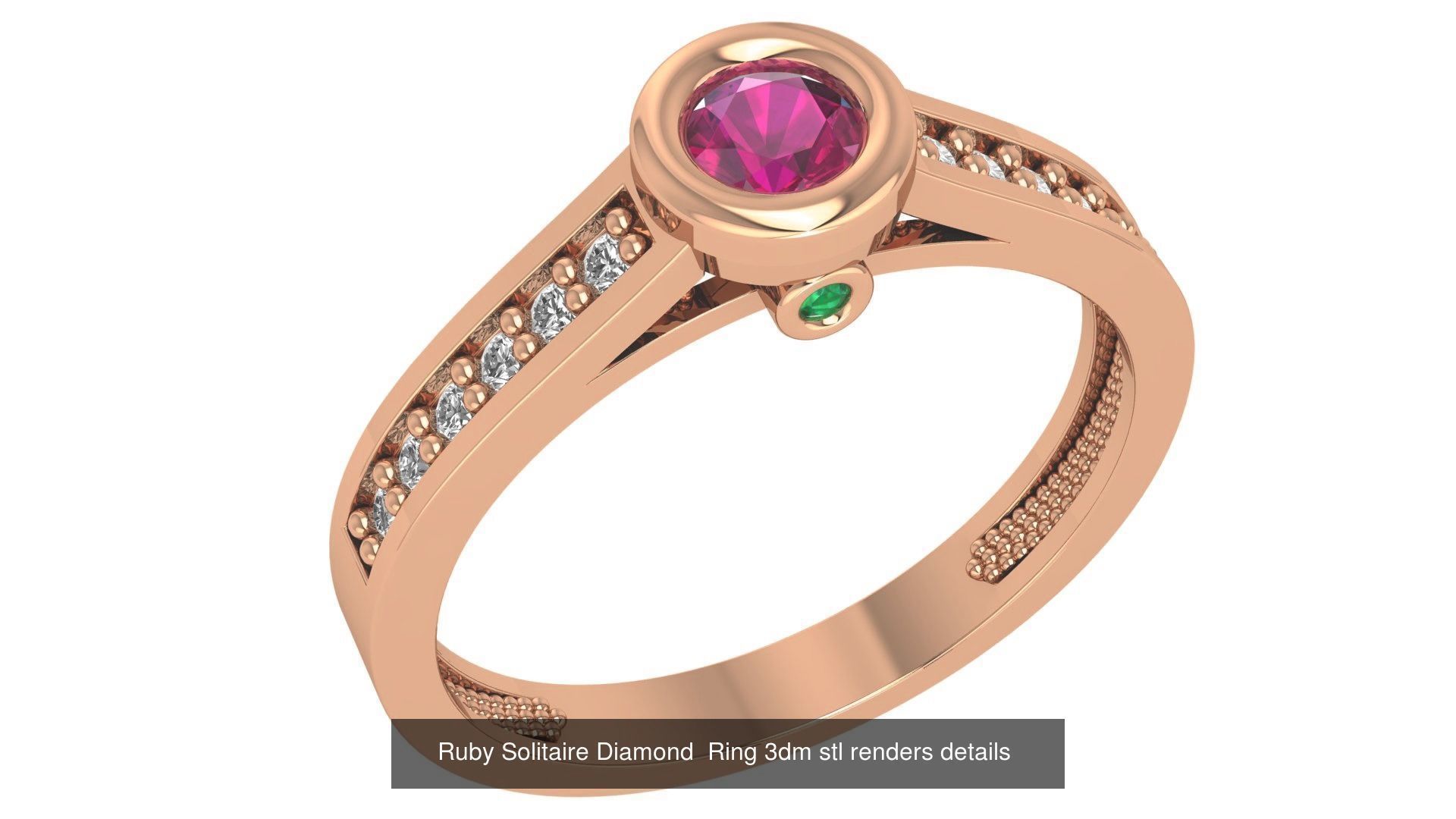 20 Ruby Gemstone Ring 3dm stl render details 3D Model Collection_3