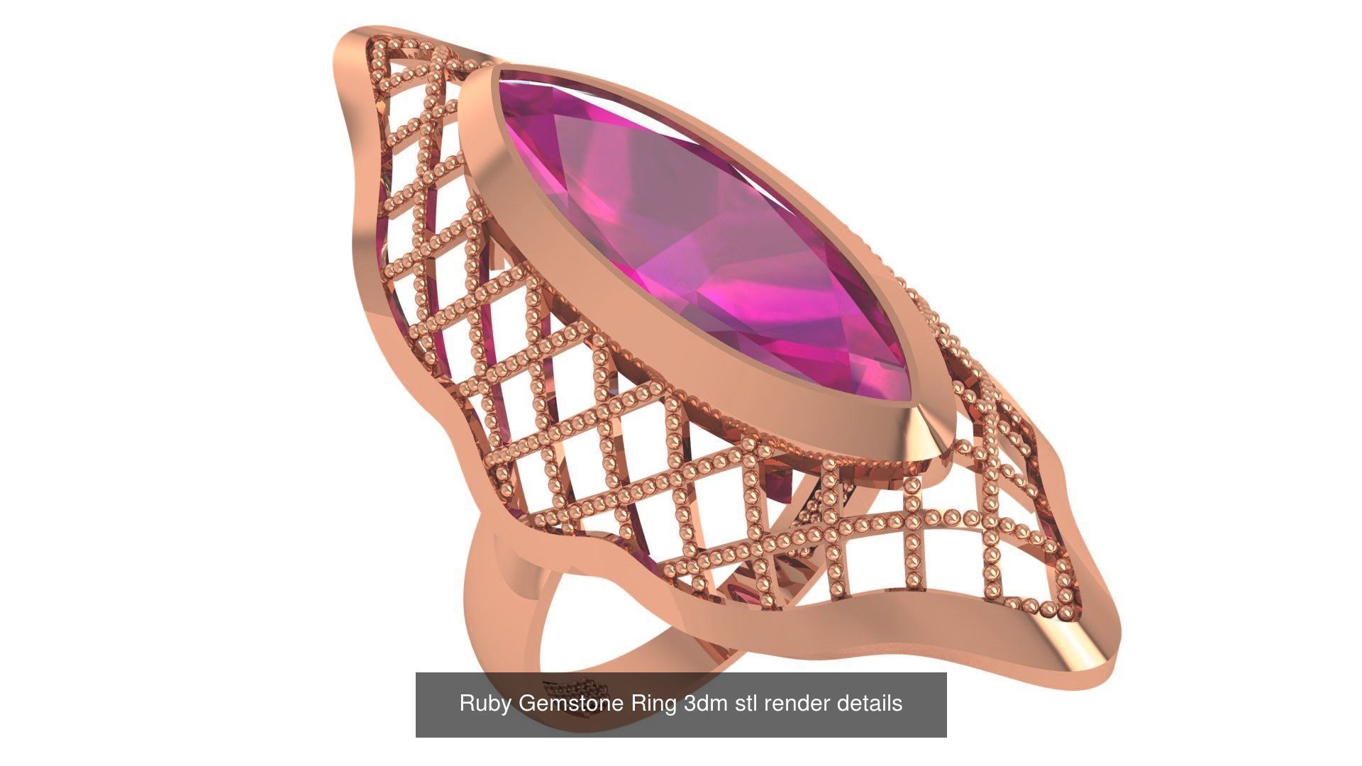 20 Ruby Gemstone Ring 3dm stl render details 3D Model Collection_13