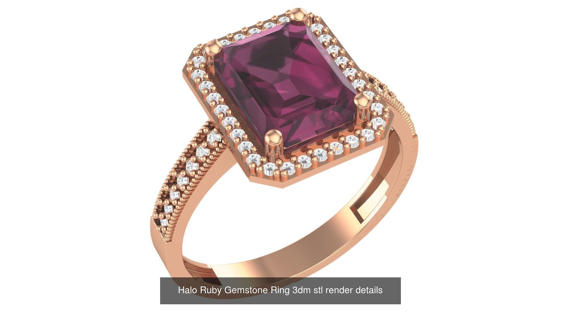 20 Ruby Gemstone Ring 3dm stl render details 3D Model Collection_19