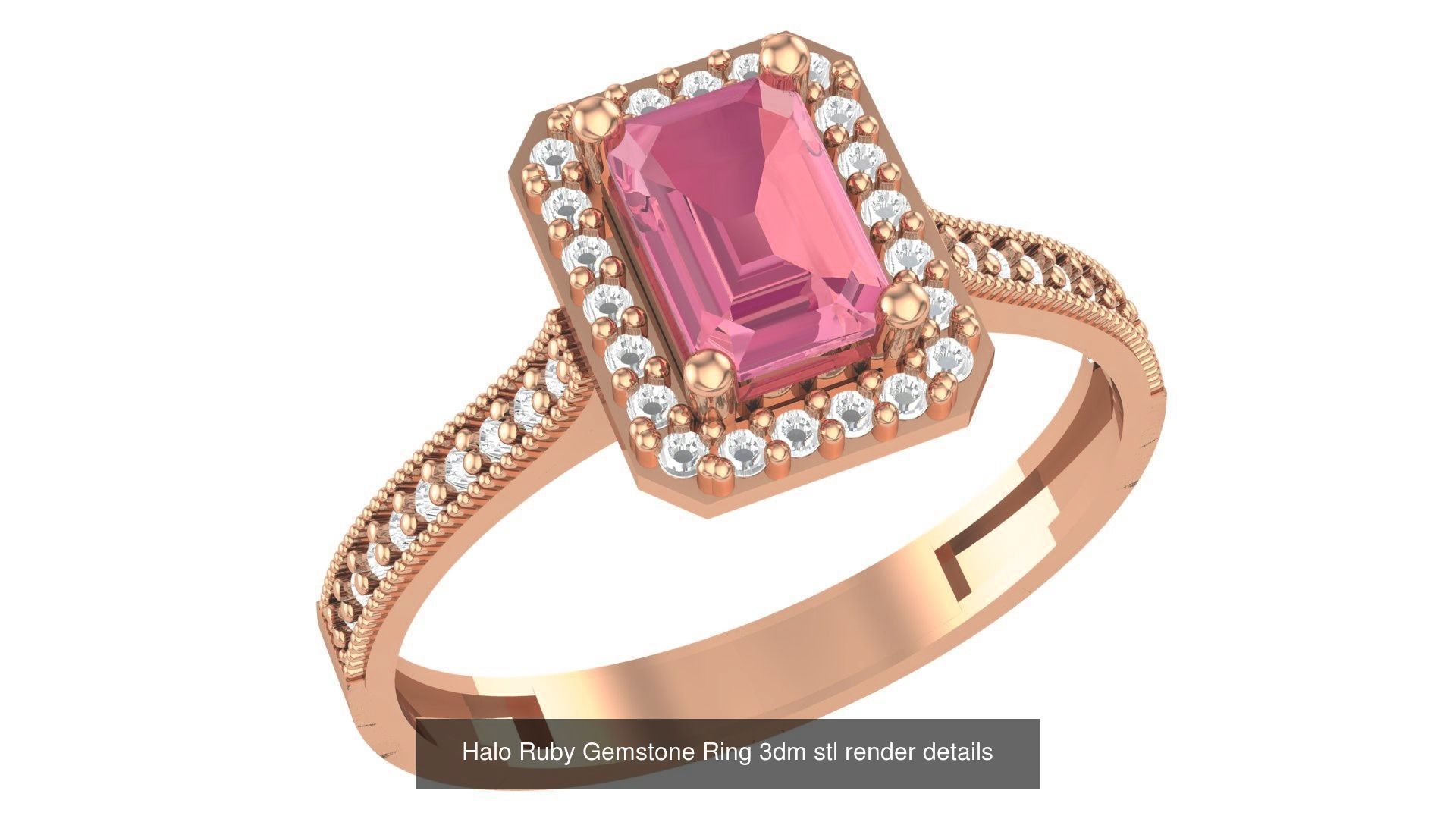 20 Ruby Gemstone Ring 3dm stl render details 3D Model Collection_17