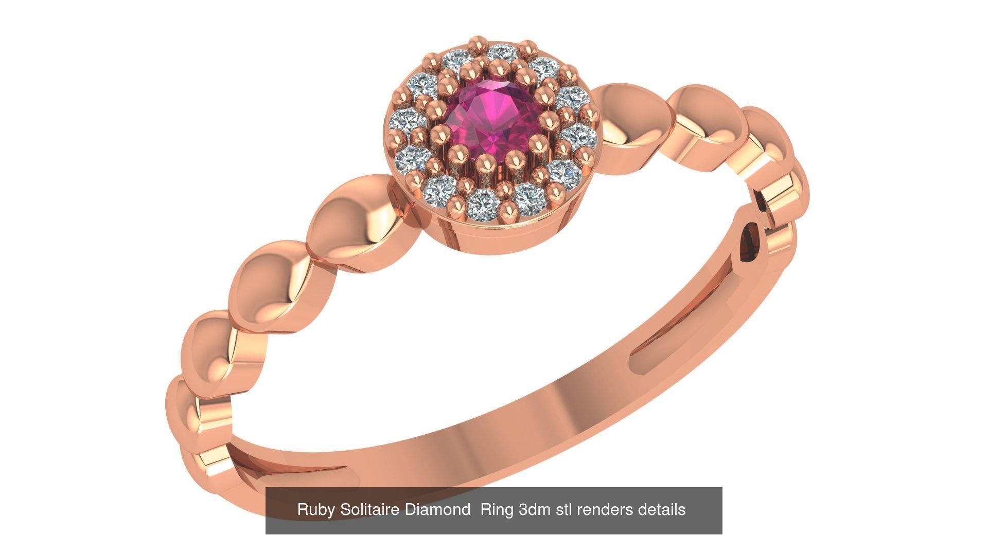 20 Ruby Gemstone Ring 3dm stl render details 3D Model Collection_9