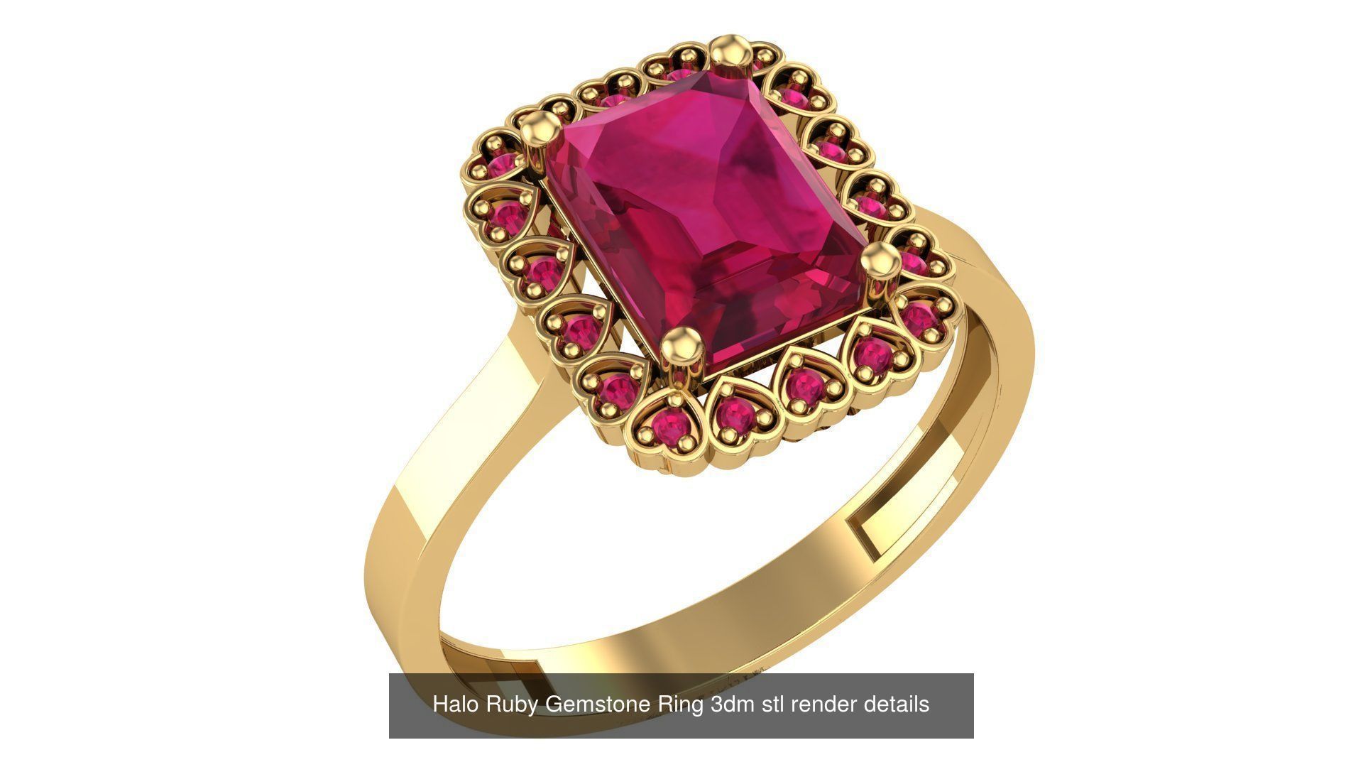 20 Ruby Gemstone Ring 3dm stl render details 3D Model Collection_16