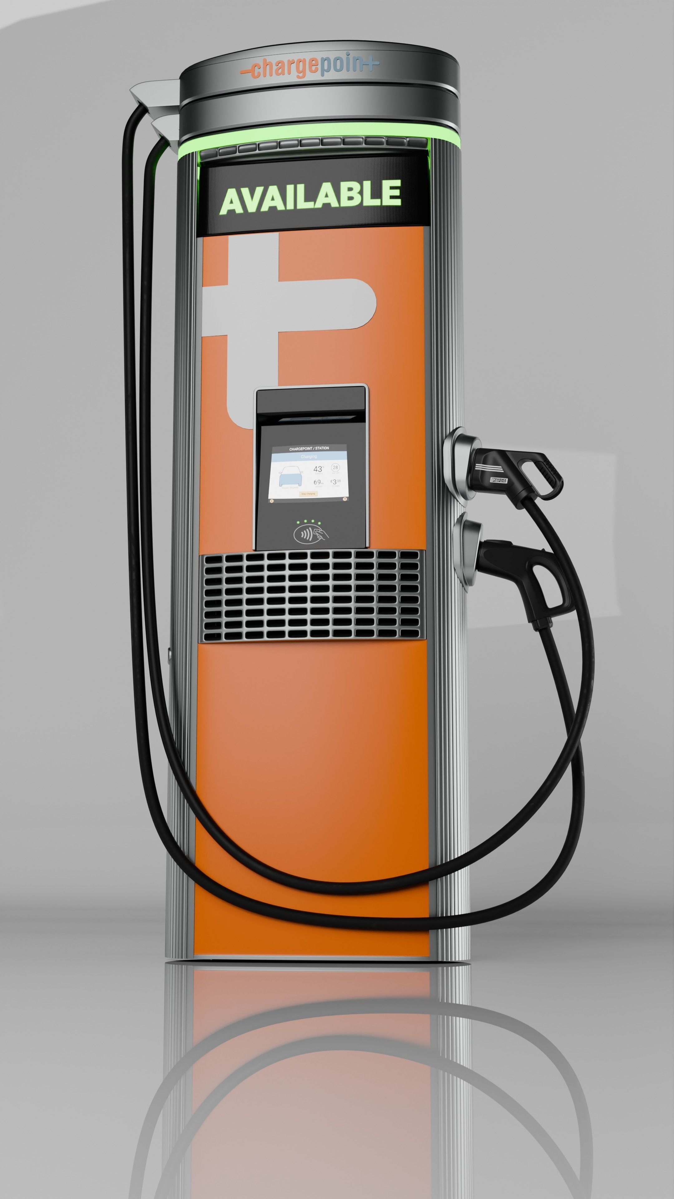Electric Vehicle ChargePoint Express 250 station 3D model_1