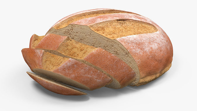 Round Loaf of Bread with Sliced Pieces 3D model 7