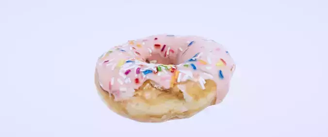8k Glazed Pink Sprinkle Doughnut - 5 Levels of Detail