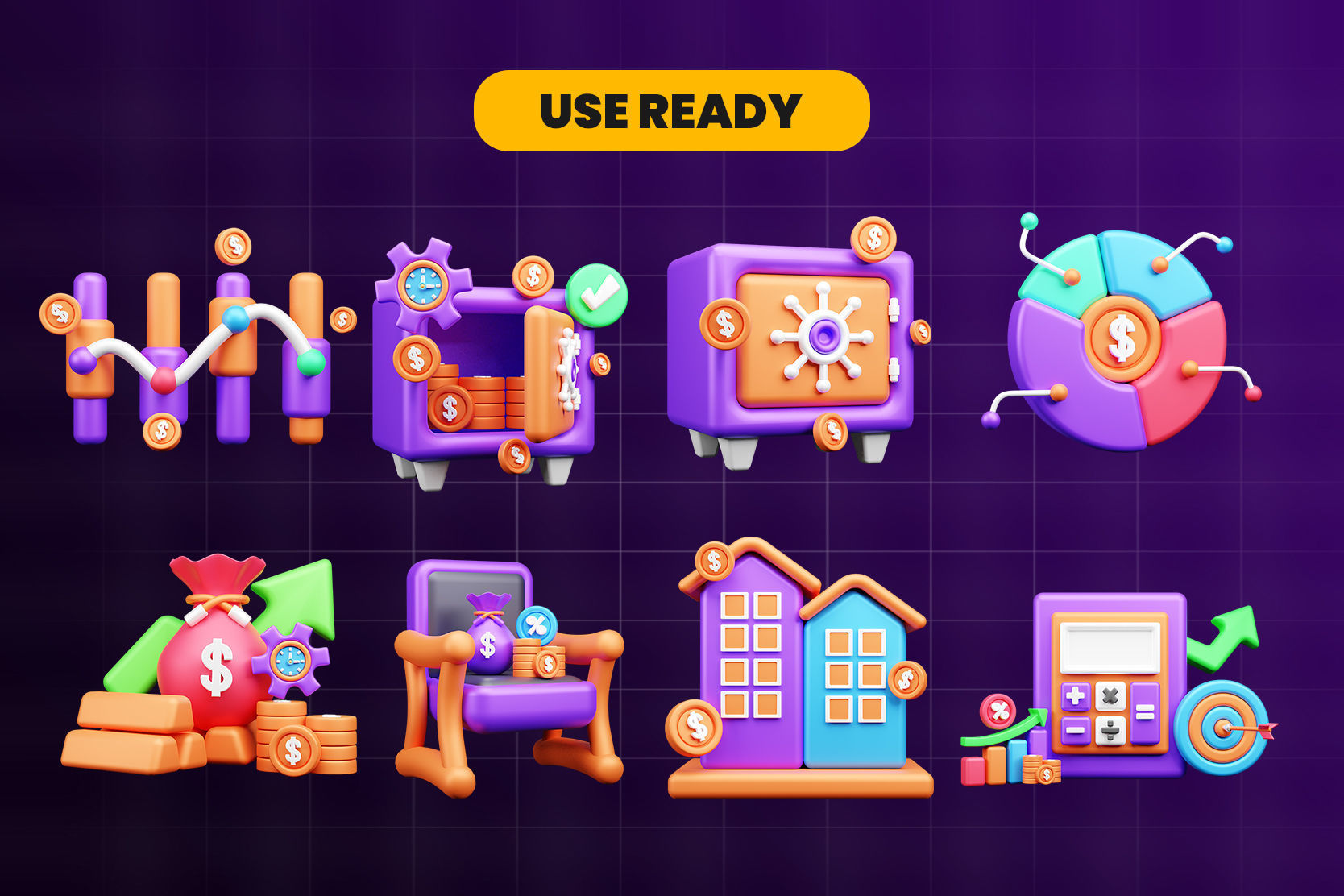 Investment 3d Illustration  Icon Pack 3D model_3