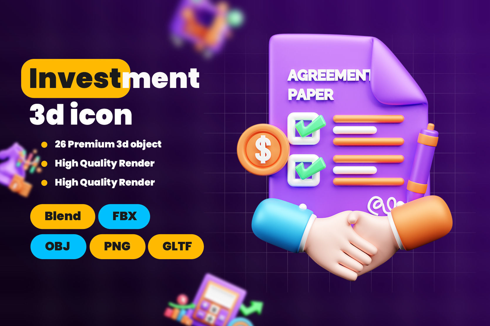 Investment 3d Illustration  Icon Pack 3D model_1