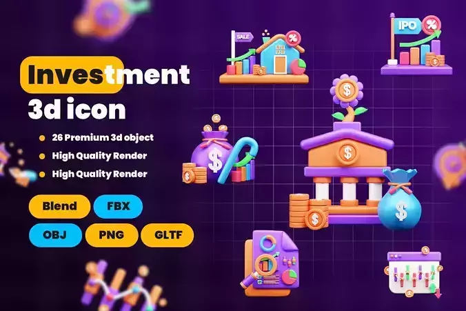 Investment 3d Illustration  Icon Pack