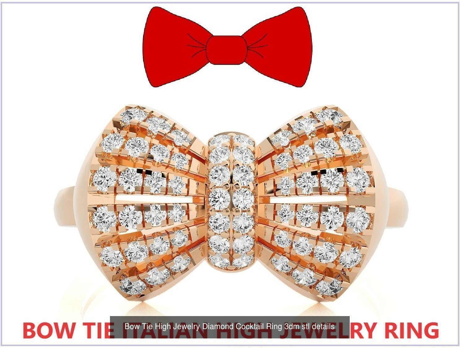 11 Bow tie High Jewelry Cocktail Ring 3dm stl renders details  3D Model Collection_1