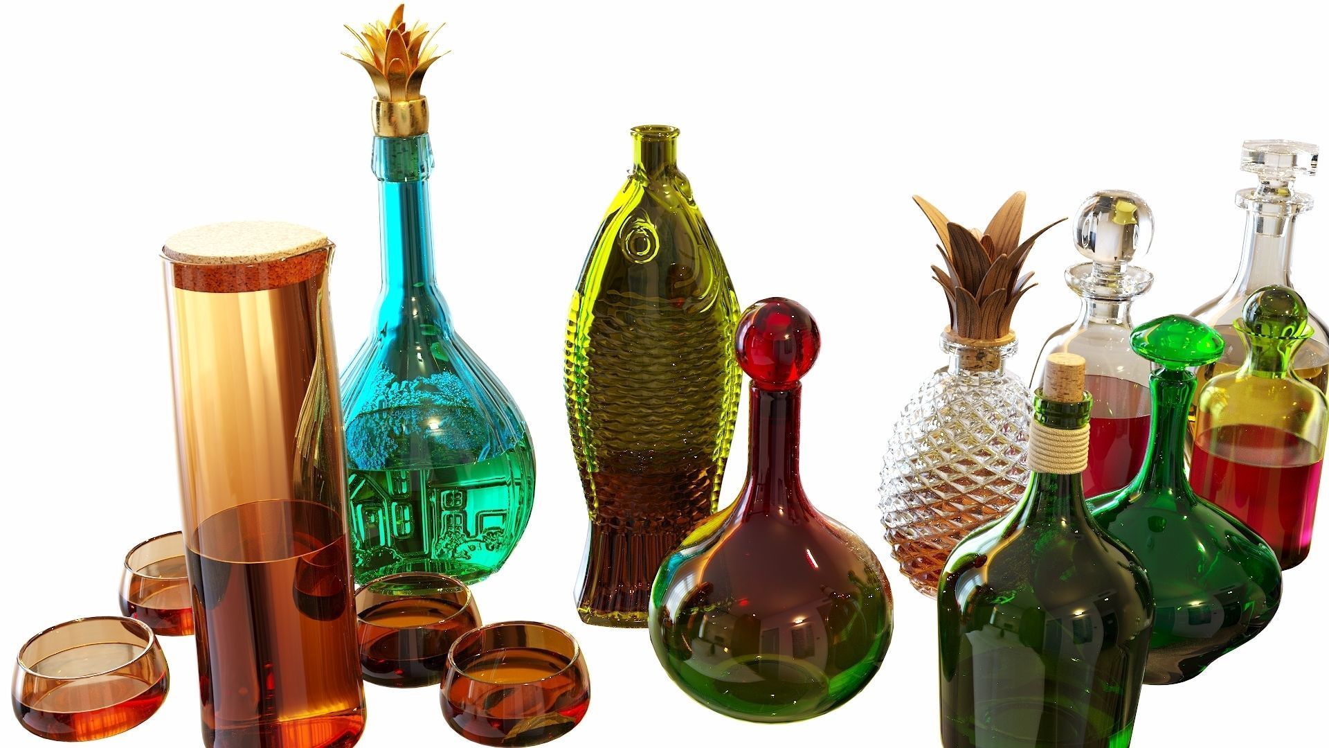 Bartender Tools Set 200 Bottles 3D model_3