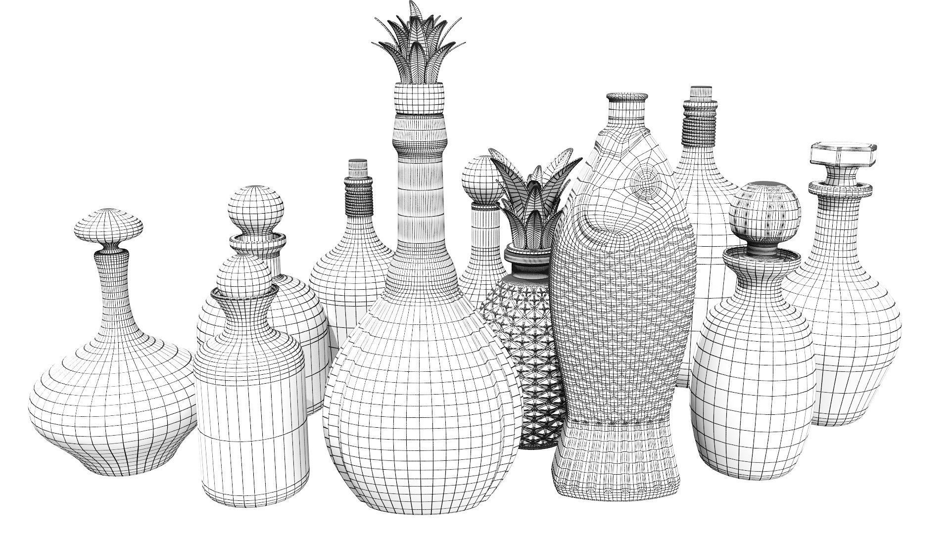 Bartender Tools Set 200 Bottles 3D model_5
