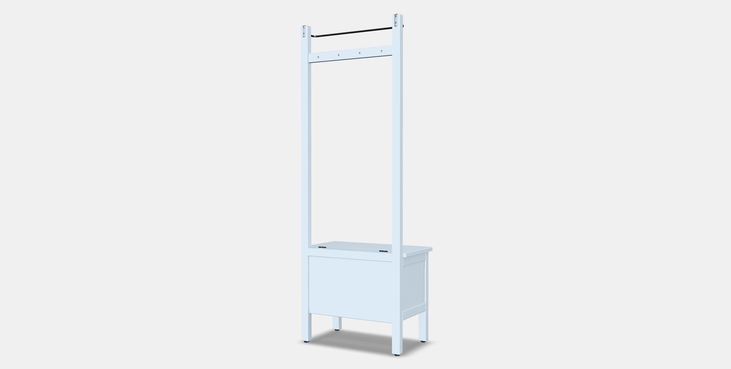 HEMNES Storage bench w towel rail-4 hooks Low-poly 3D model_4