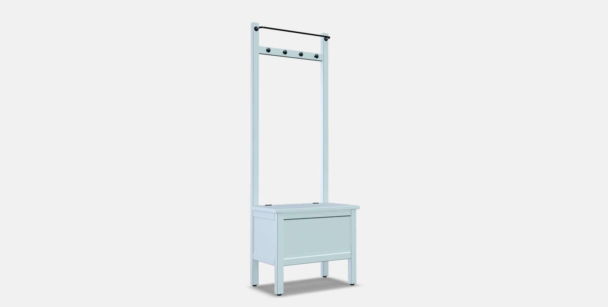 HEMNES Storage bench w towel rail-4 hooks Low-poly 3D model_2