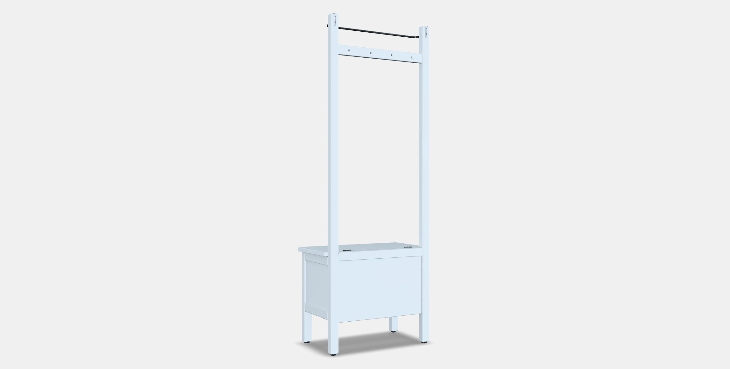 HEMNES Storage bench w towel rail-4 hooks Low-poly 3D model_16
