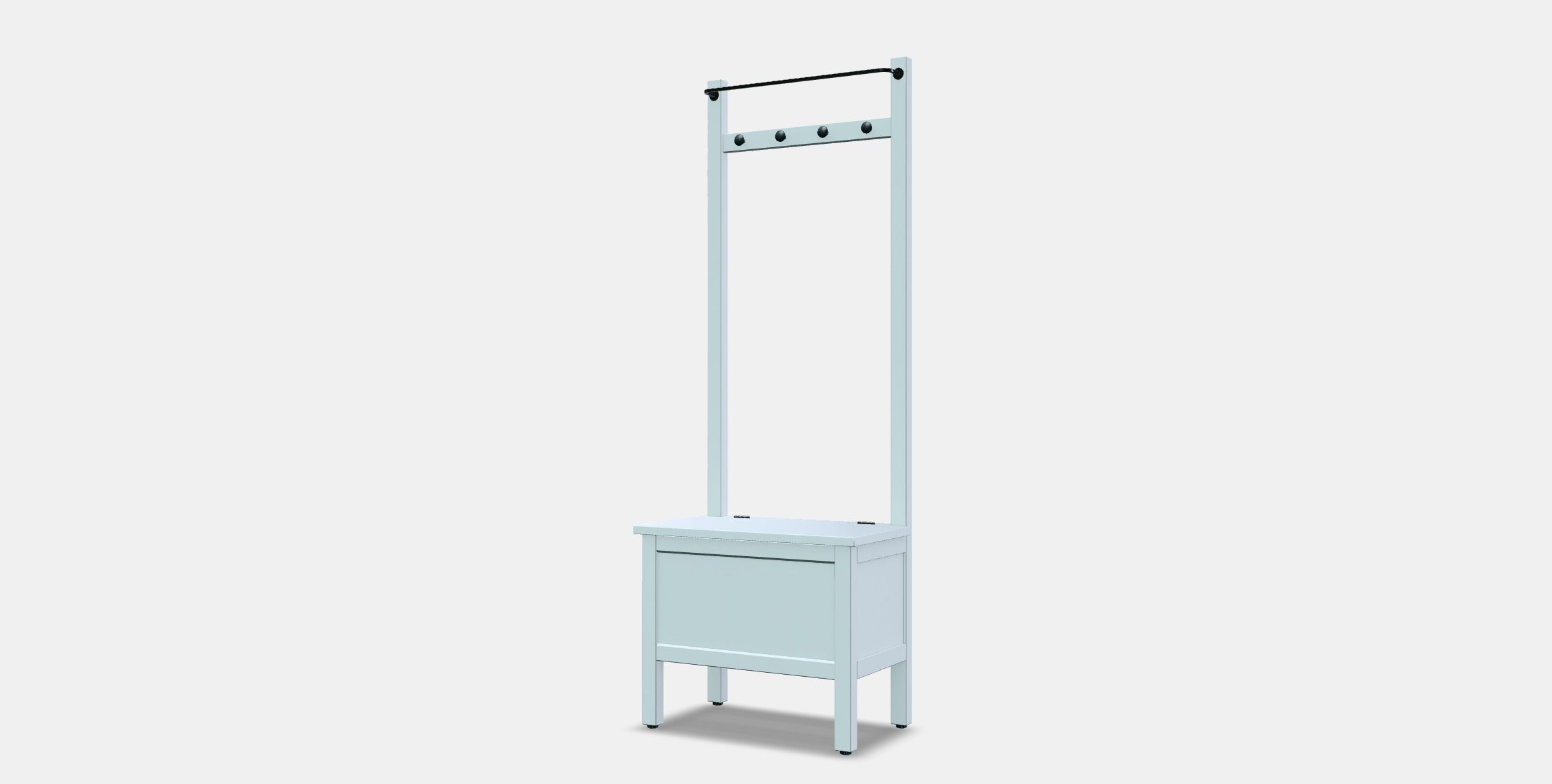 HEMNES Storage bench w towel rail-4 hooks Low-poly 3D model_12