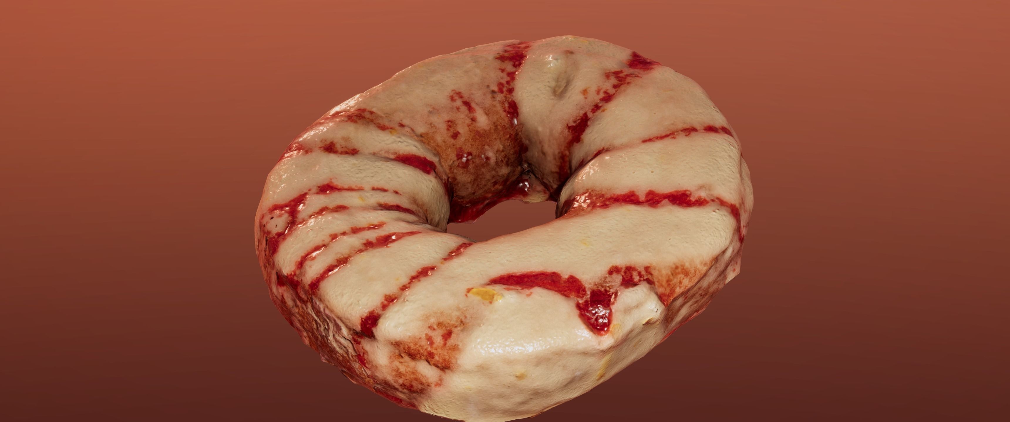 8k Lemon Glazed Doughnut - 5 Levels of Detail Low-poly 3D model_8