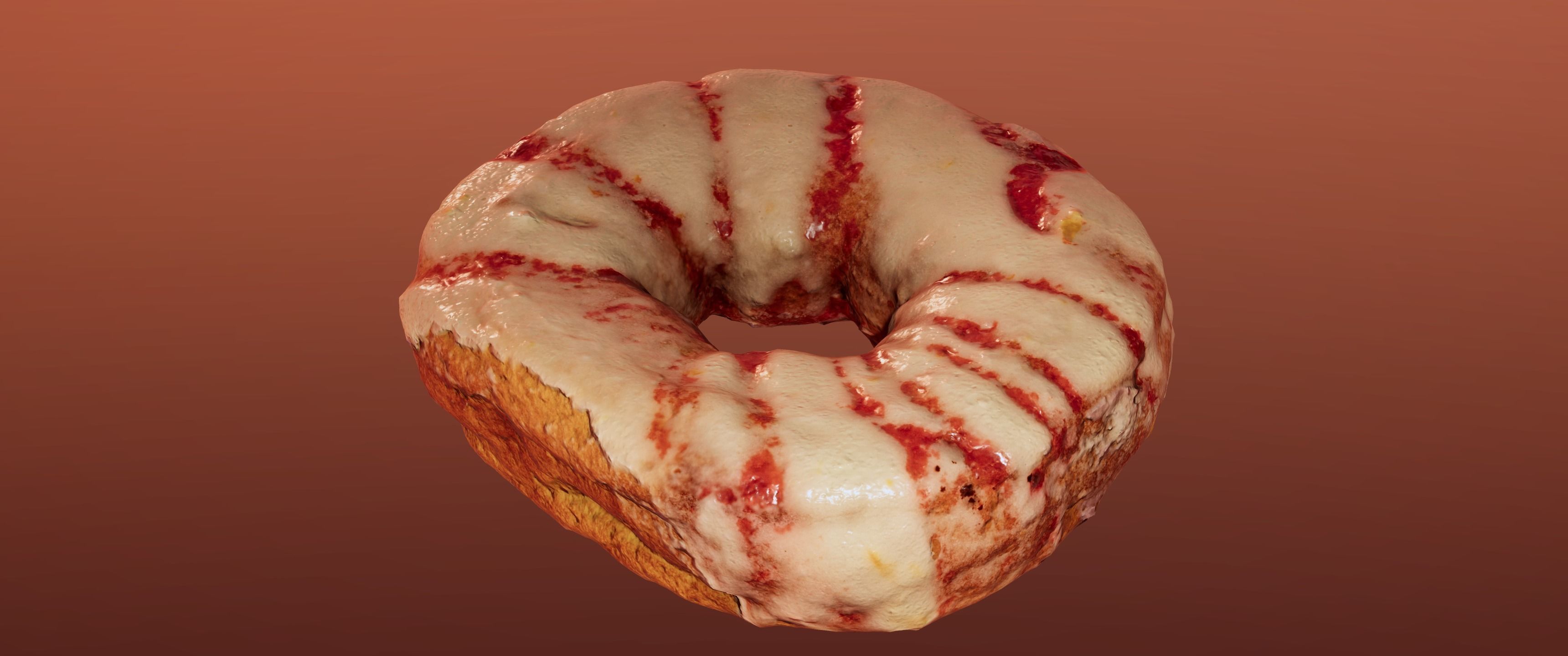 8k Lemon Glazed Doughnut - 5 Levels of Detail Low-poly 3D model_7