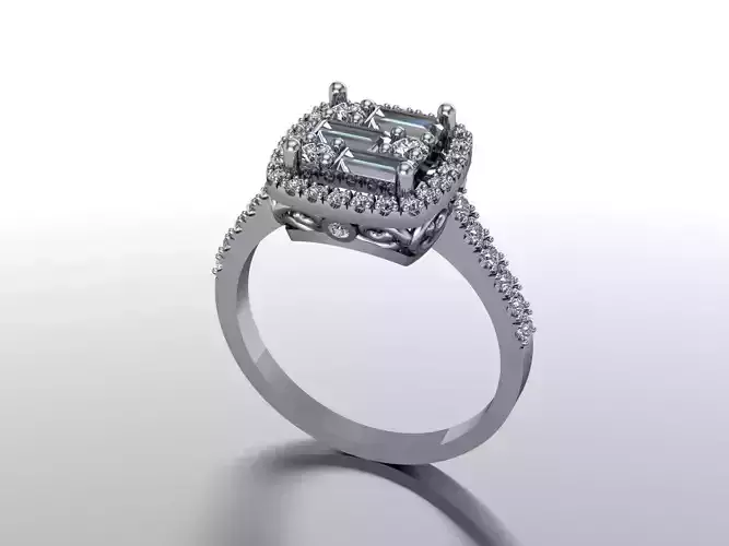 Exquisite Princess-Cut Diamond Halo Ring