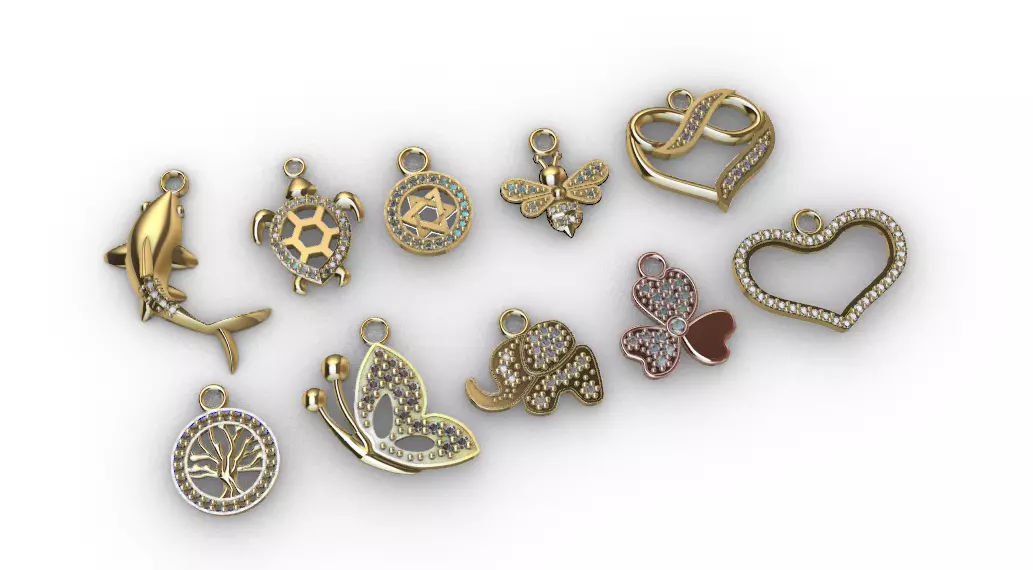 dijes- Colgantes paquete de 10 surtidos -v- 3D print model_0