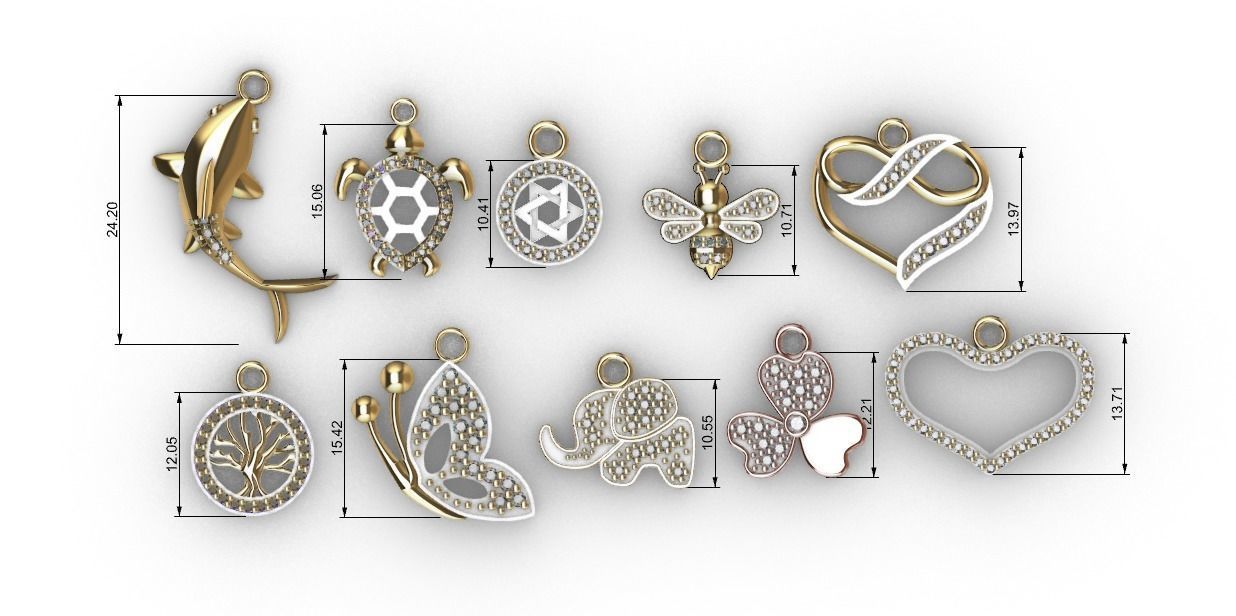 dijes- Colgantes paquete de 10 surtidos -v- 3D print model_3