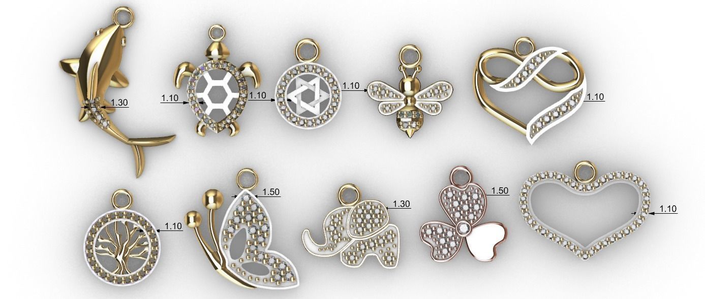 dijes- Colgantes paquete de 10 surtidos -v- 3D print model_4