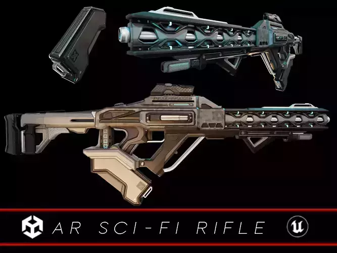 Sci-Fi Assault Rifle   Low-poly 3D model