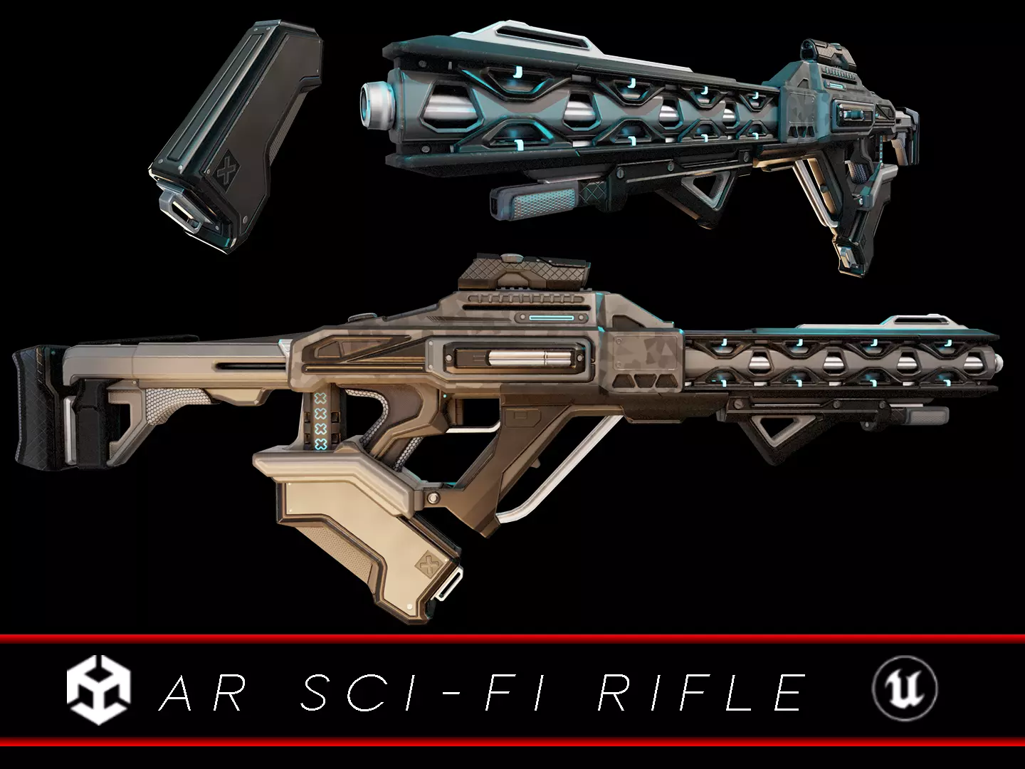 Sci-Fi Assault Rifle Low-poly 3D model_0