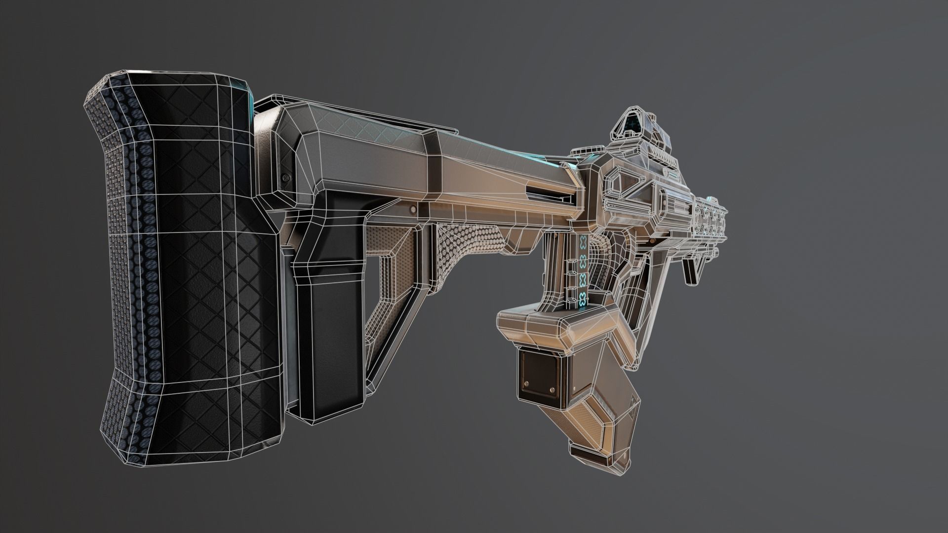 Sci-Fi Assault Rifle Low-poly 3D model_7