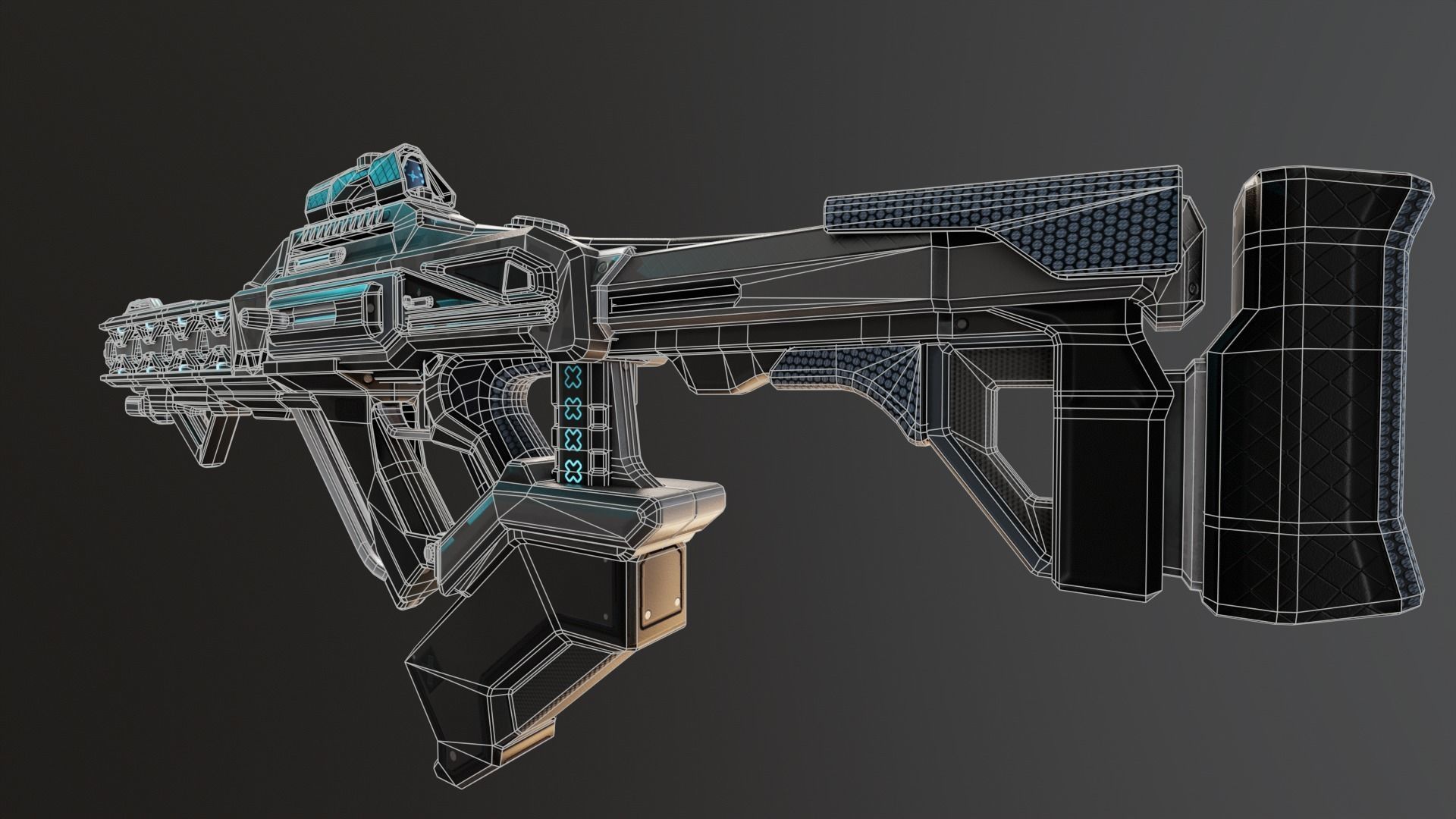 Sci-Fi Assault Rifle Low-poly 3D model_9