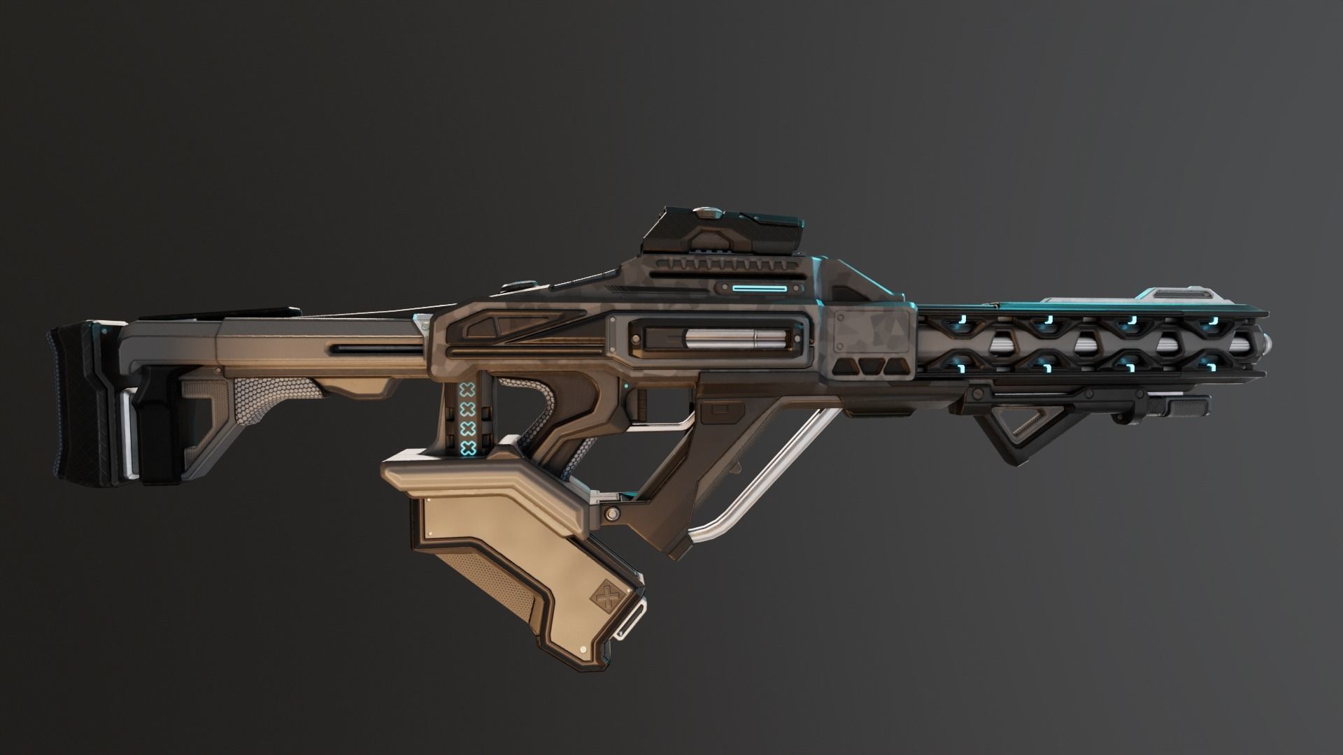 Sci-Fi Assault Rifle Low-poly 3D model_2