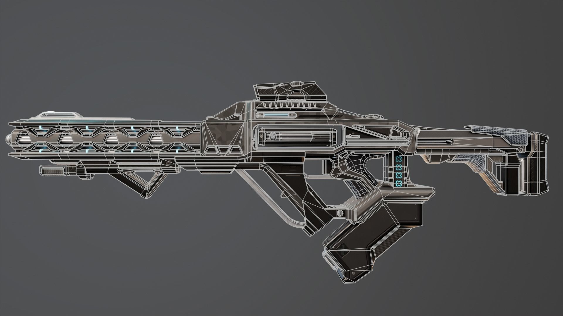 Sci-Fi Assault Rifle Low-poly 3D model_13