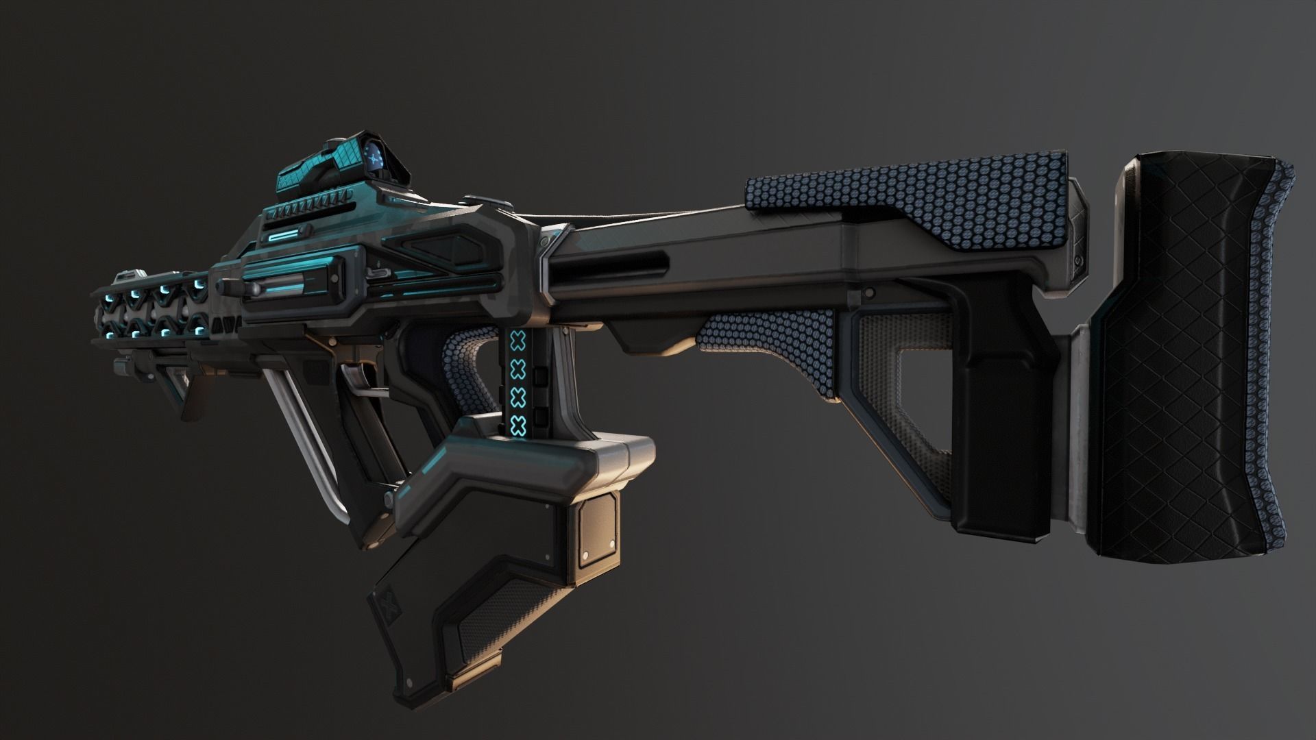 Sci-Fi Assault Rifle Low-poly 3D model_8