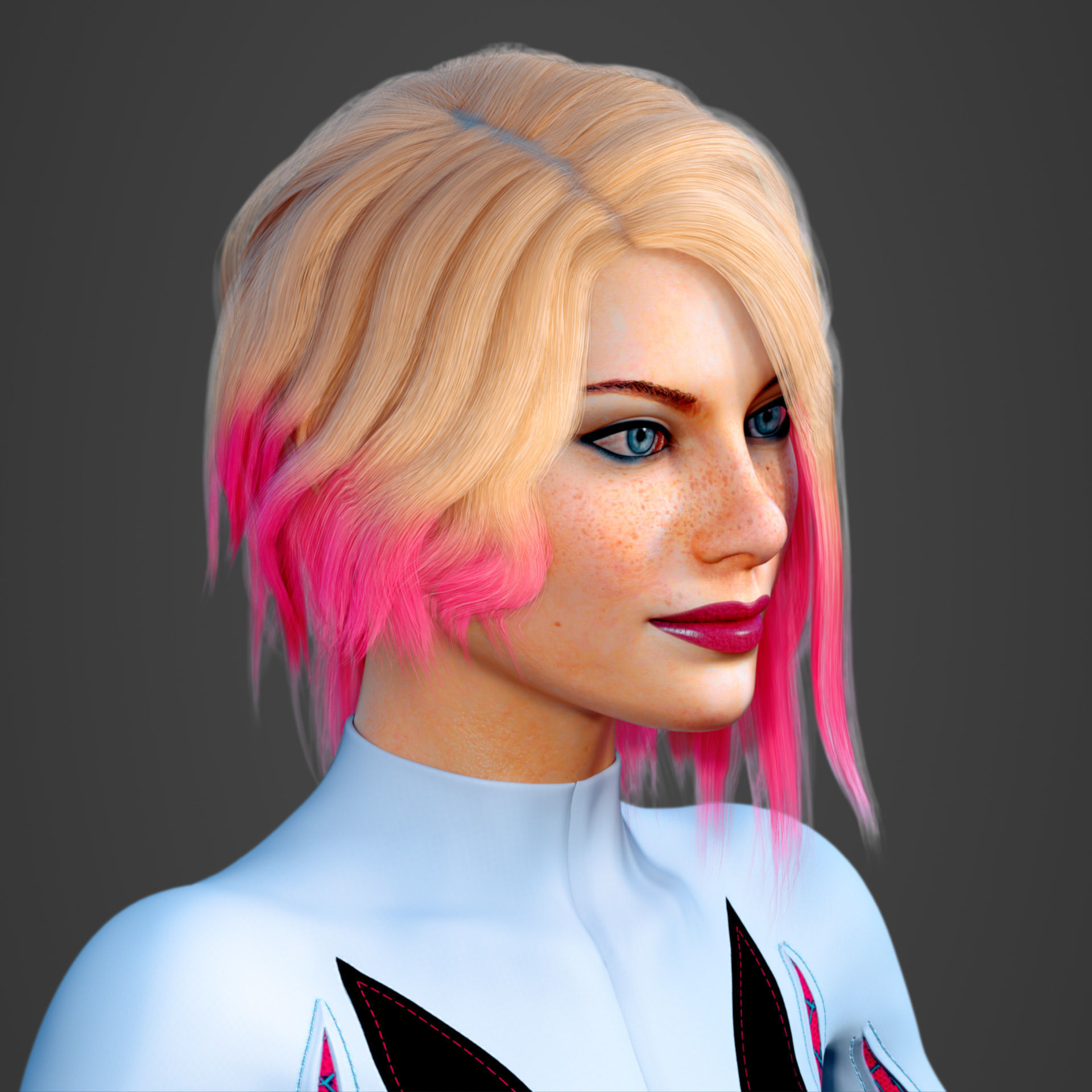 Spider-Gwen - Emma Stone 3D model_12