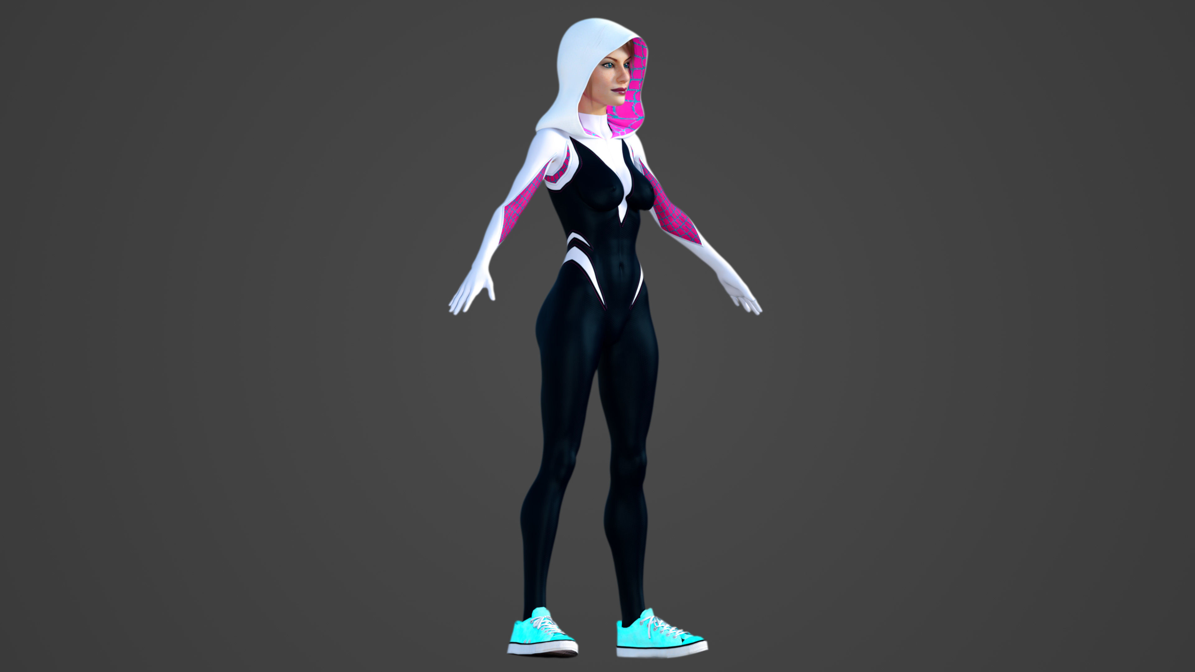Spider-Gwen - Emma Stone 3D model_6