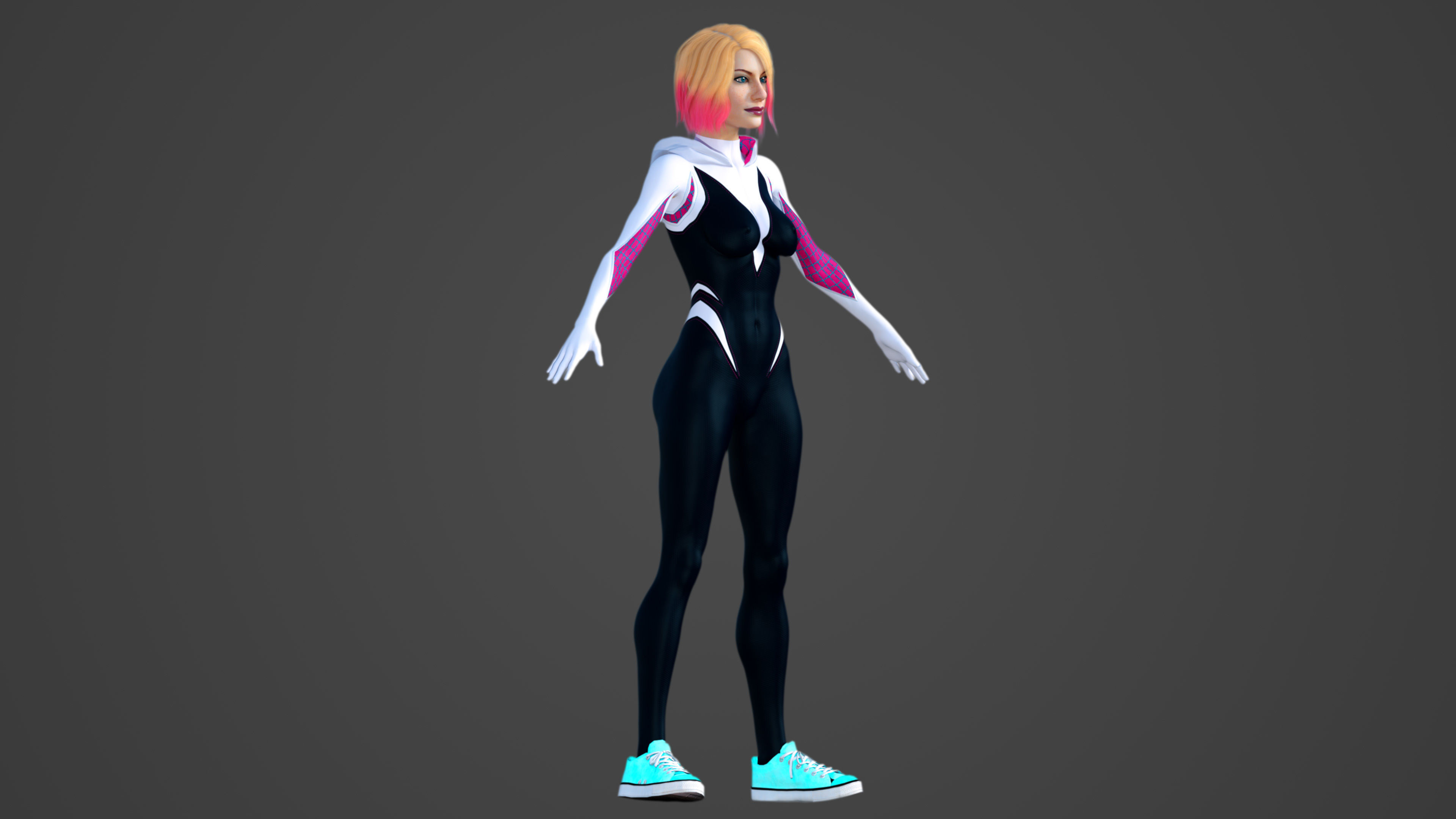Spider-Gwen - Emma Stone 3D model_4