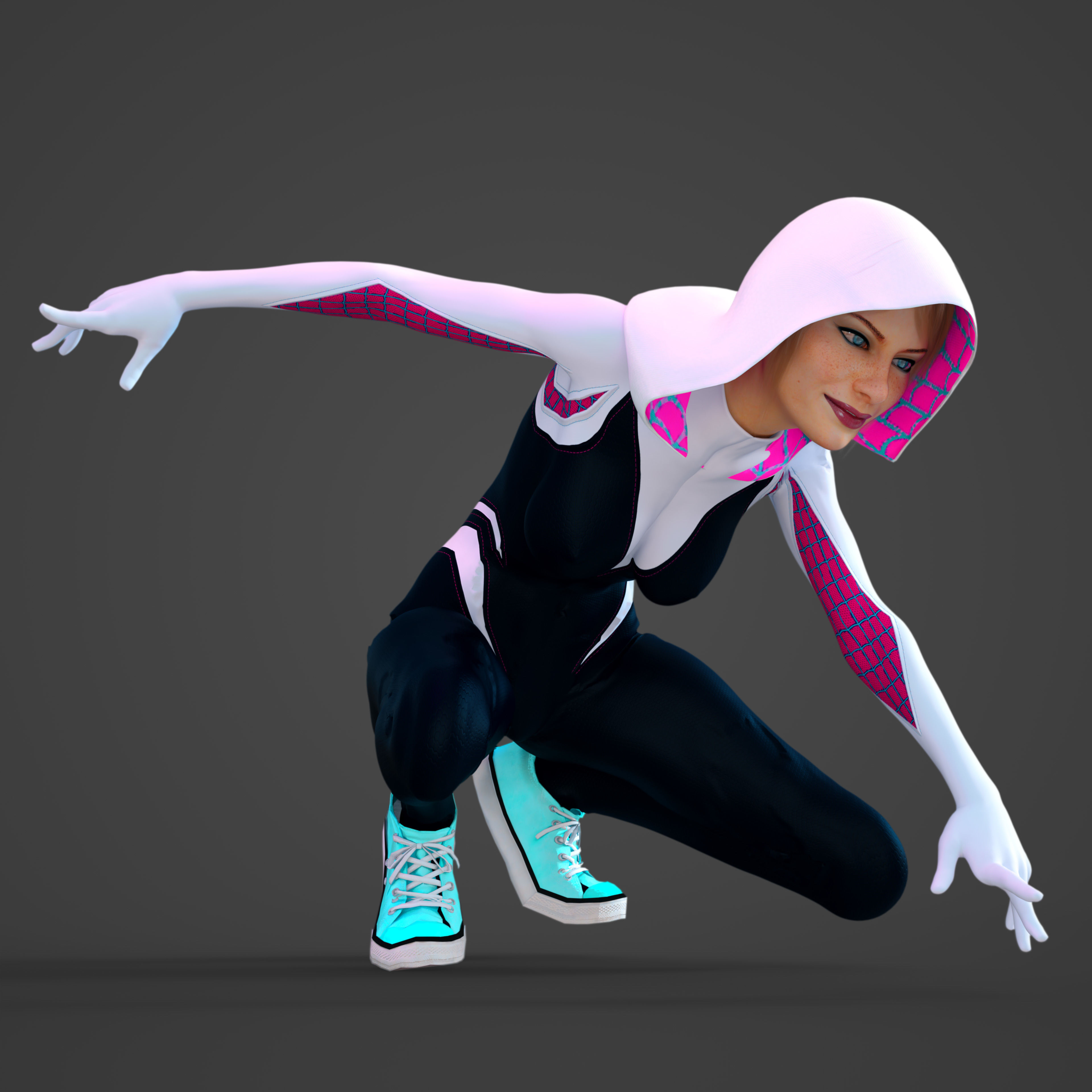 Spider-Gwen - Emma Stone 3D model_1