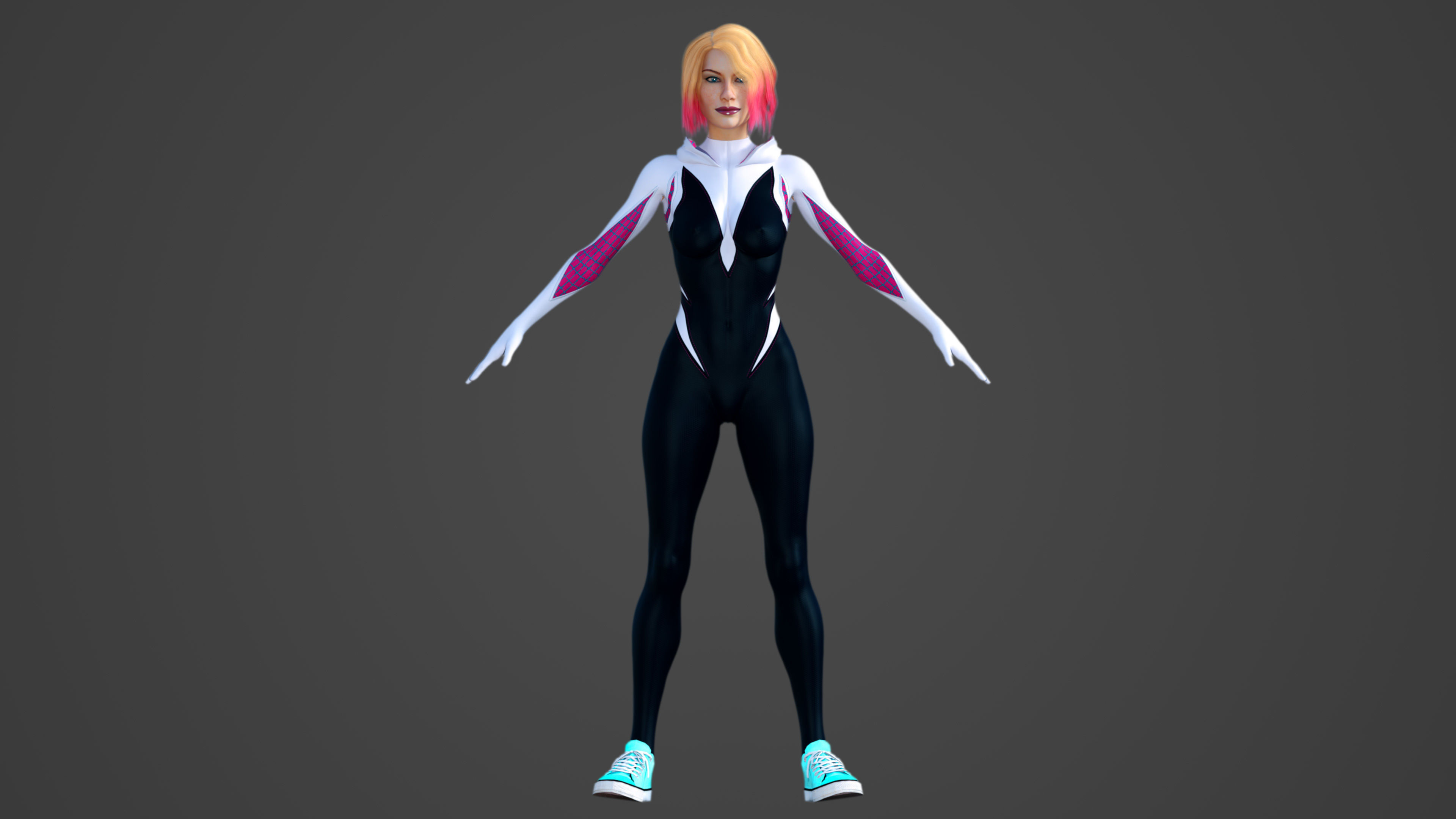 Spider-Gwen - Emma Stone 3D model_8