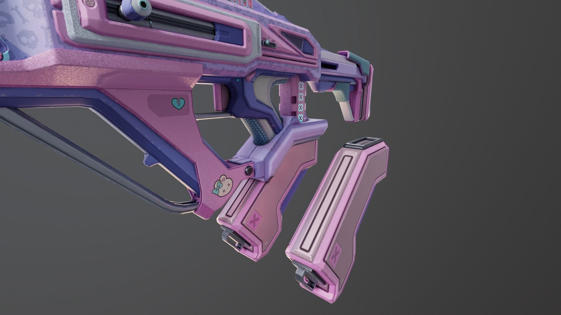 Pink Sci-Fi Assault Rifle Low-poly 3D model_20