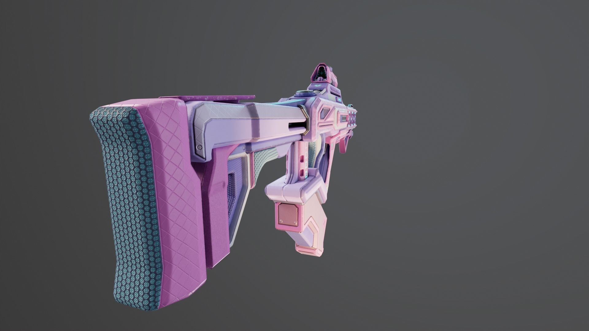 Pink Sci-Fi Assault Rifle Low-poly 3D model_6