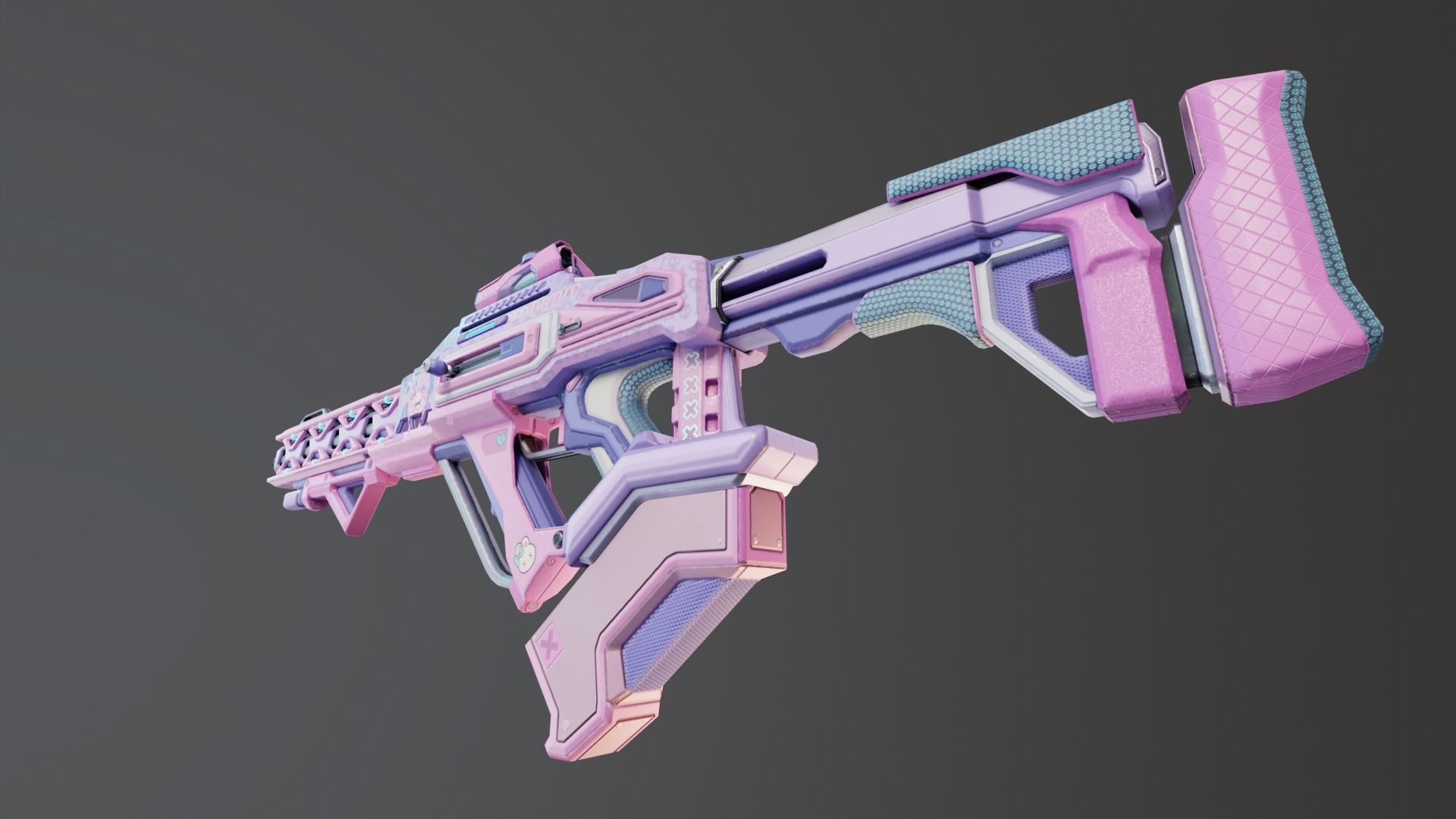 Pink Sci-Fi Assault Rifle Low-poly 3D model_8