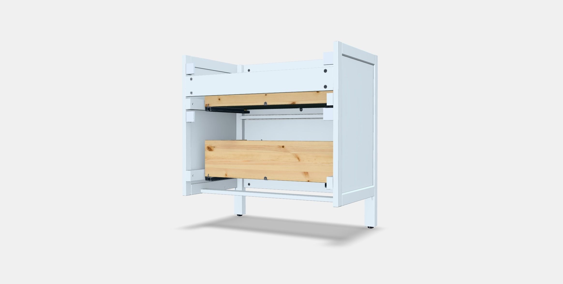HEMNES washbasin cabinet-2 drawer Low-poly 3D model_4