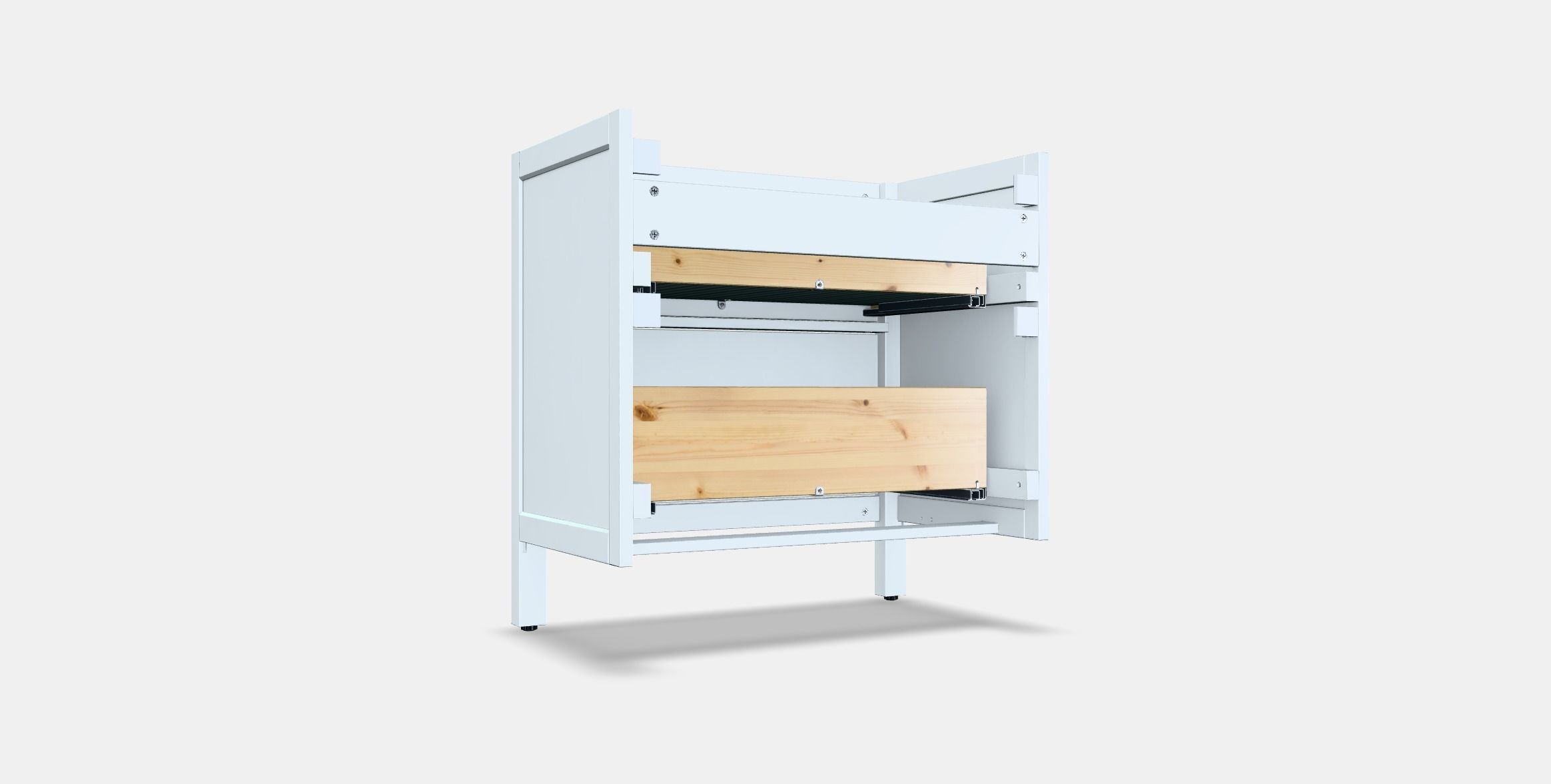 HEMNES washbasin cabinet-2 drawer Low-poly 3D model_16