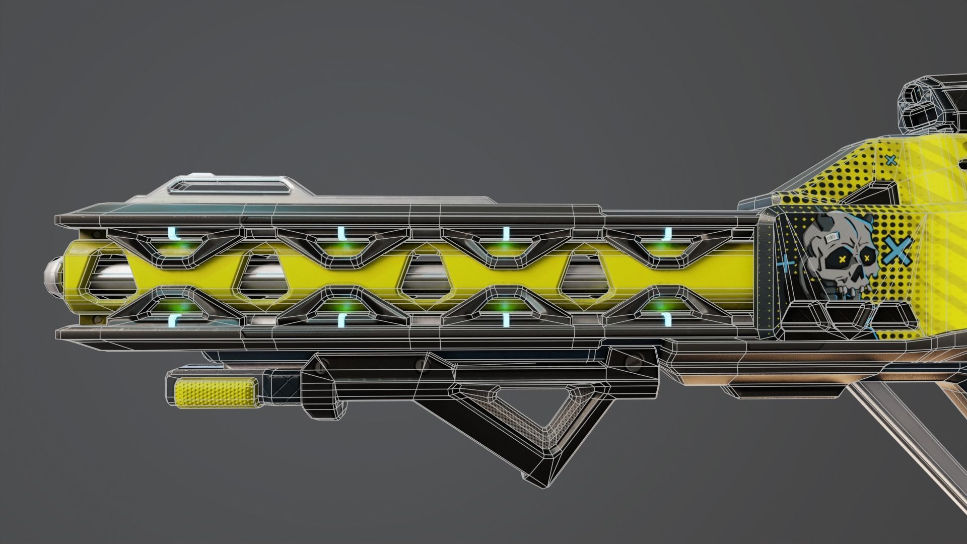 Yellow Sci-Fi Assault Rifle Low-poly 3D model_13