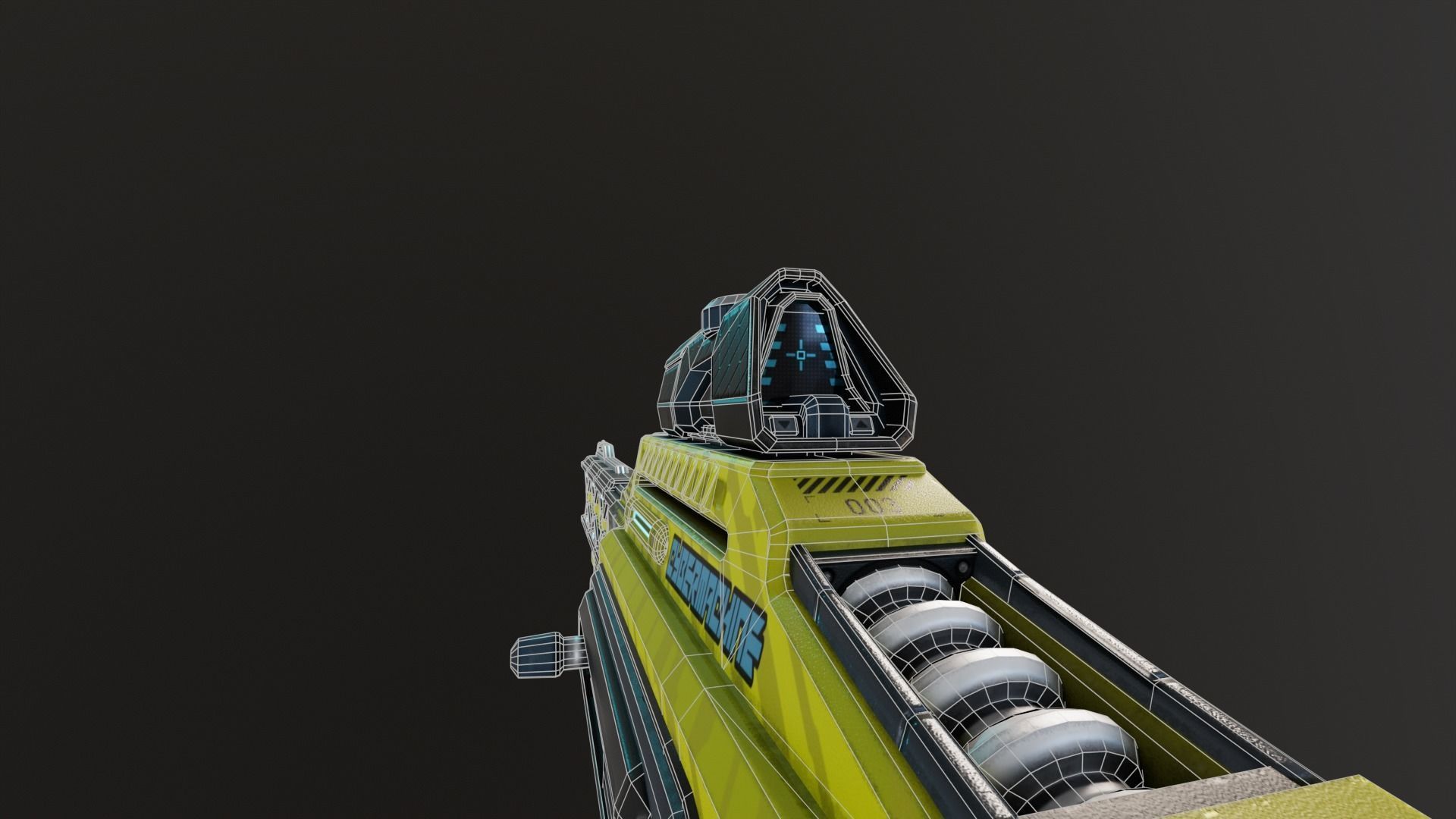 Yellow Sci-Fi Assault Rifle Low-poly 3D model_19