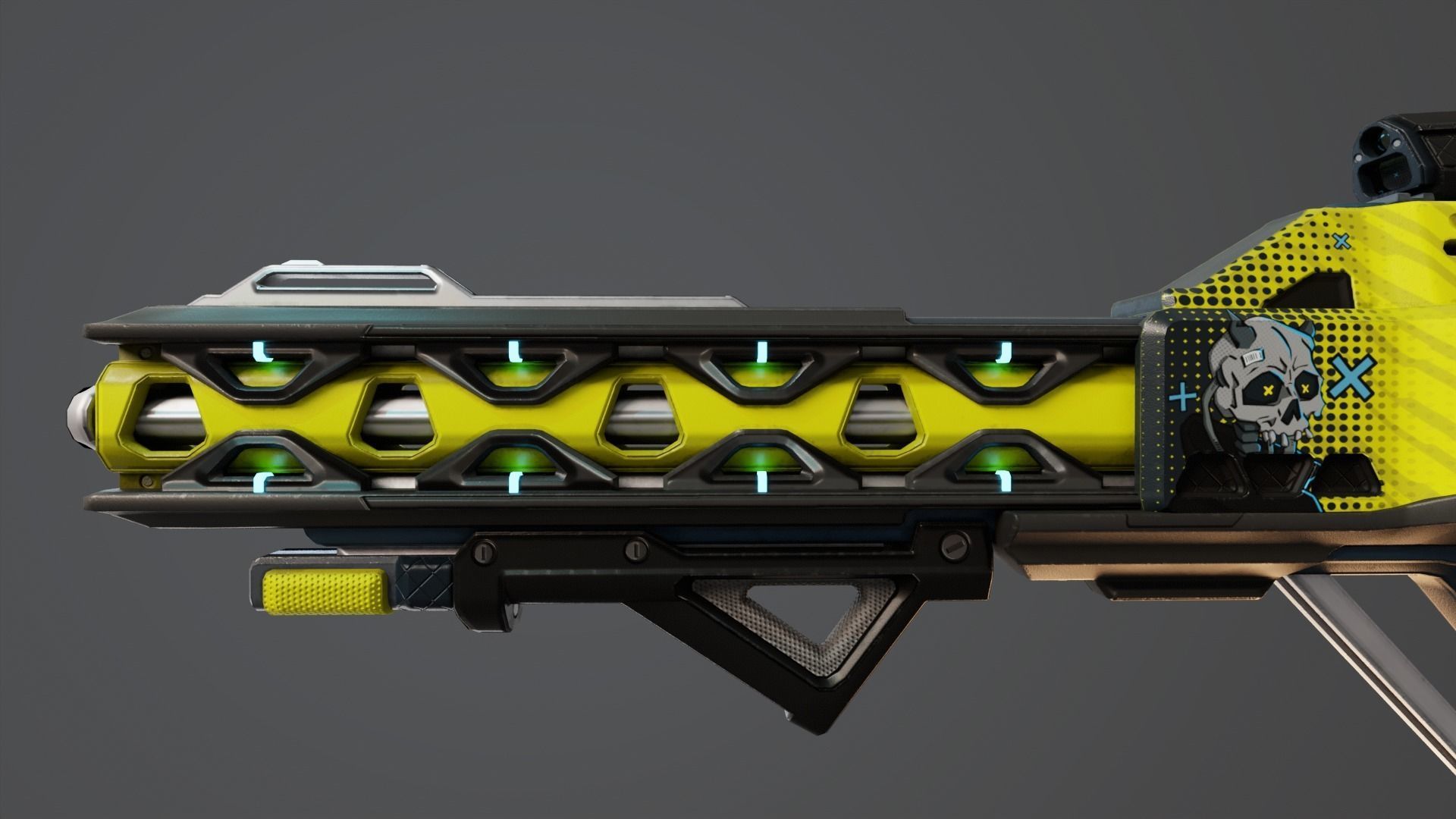 Yellow Sci-Fi Assault Rifle Low-poly 3D model_12