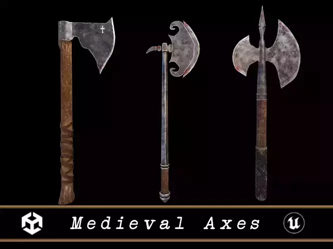 Medieval Axes Low-poly 3D model